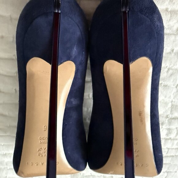 CASADEI Navy Suede Pumps Blade Heels - Picture 6 of 6